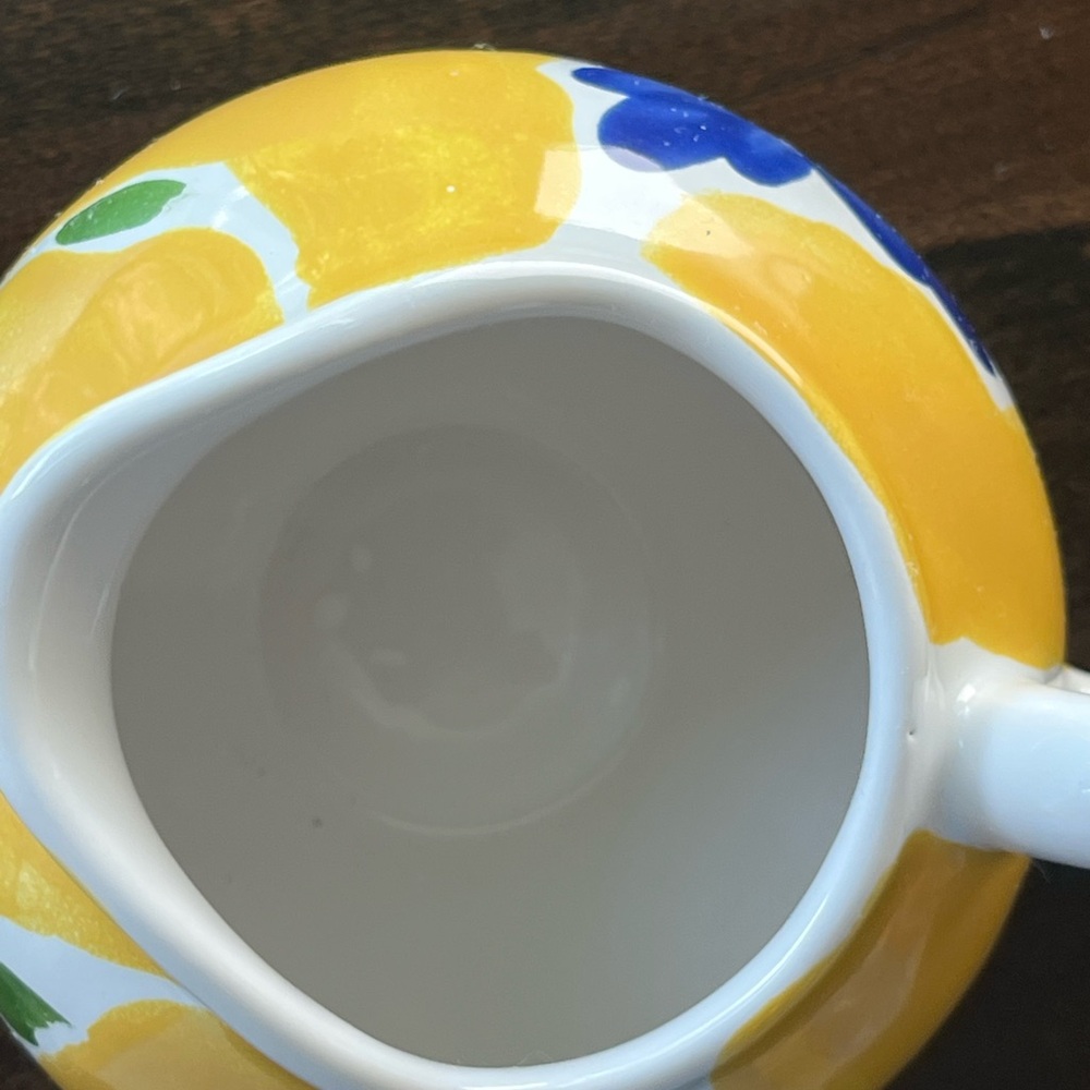 Dansk St. Tropez Creamer hand painted. Vibrant yellow and blue. Made in Portugal - Picture 6 of 9